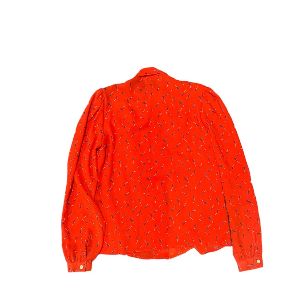 Vintage Ted Sollod red ruffle button down blouse size 6 Medium - Picture 2 of 7